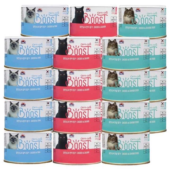 사조 옵티원 부스트 주식캔 160g 3종콤보 x24개세트1box, 160g, 24개 사조 옵티원 부스트 주식캔 160g 3종콤보 x24개세트1box, 160g, 24개