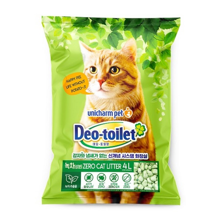 유니참데오토일렛 비응고형 감자 없는 Zero 고양이 모래