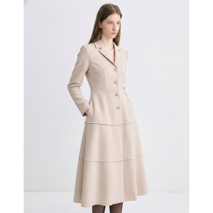 데코 본사직영 울 100 버튼 플랫카라 원피스DCOWC4T09W