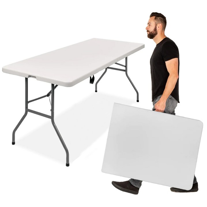 브로몰딩 접이식테이블 가로 180cm 폭 74cm 높이 74cm 테이블상판 반으로 접힘 야외 캠핑 펜션 학교 교회 회의실 테이블