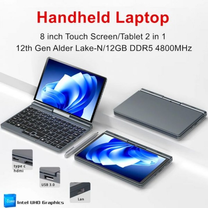 인텔 알더 레이크 미니 게이밍 노트북, 12 세대 P8 N100, 8 인치 터치 스크린, 12G DDR5, 윈도우 11 요가 태블릿 PC, 2 in 1SH 인텔 알더 레이크 미니 게이밍 노트북, 12 세대 P8 N100, 8 인치 터치 스크린, 12G DDR5, 윈도우 11 요가 태블릿 PC, 2 in 1SH