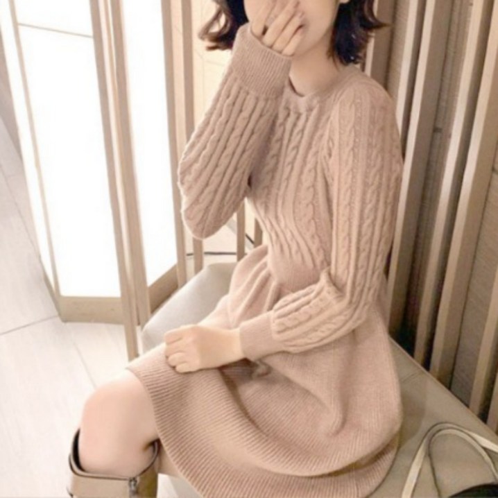클릭라이프 가을 청순 니트 원피스