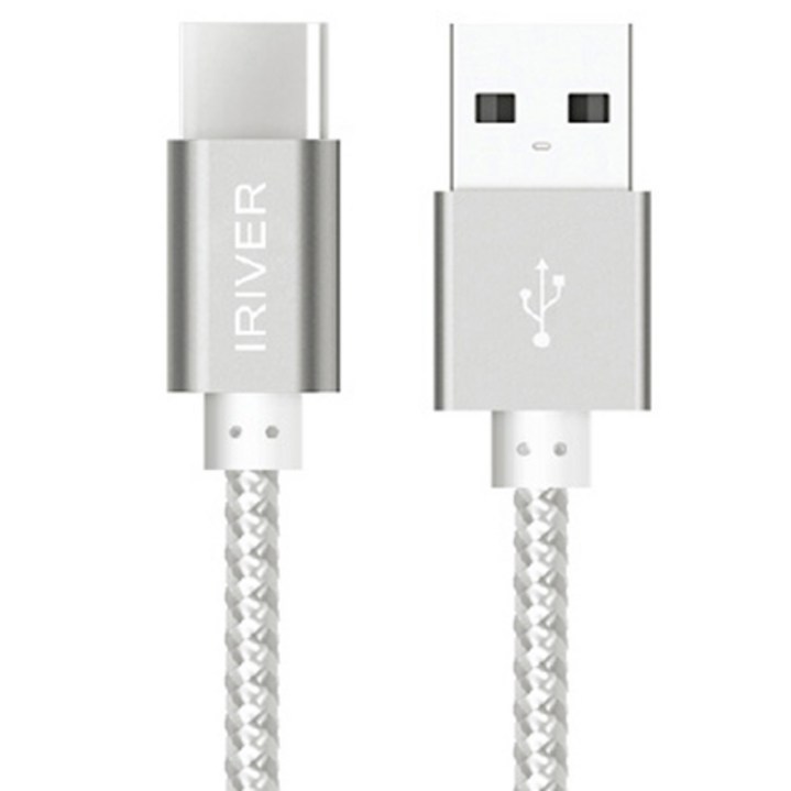 아이리버 패브릭 QC3.0 고속 충전 케이블 IHC-M03CS, 실버, 1개, 30cm