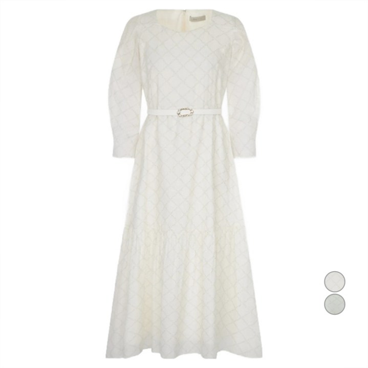 라인어디션 여성용 다이아몬드 패턴 벨티드 원피스