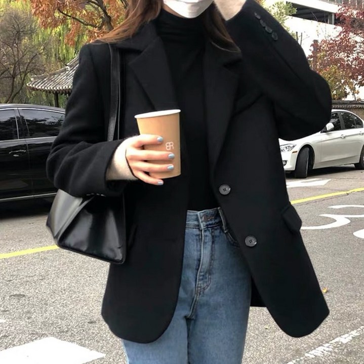 타니즈 여성용 위스티 테일러드 투버튼 모직자켓