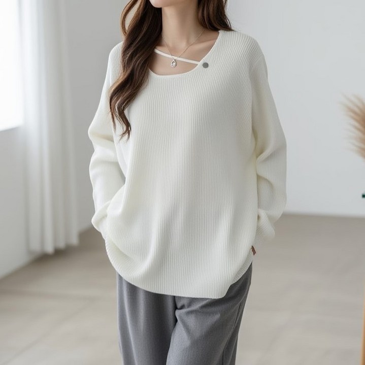 언헤브 여성용 컷아웃 스트랩 루즈 티셔츠