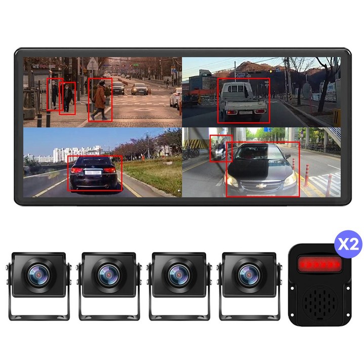 메모리카드 포함 10.36인치 4k 와이드 4채널 블랙박스 후방카메라 풀세트 X4, set, 128GB