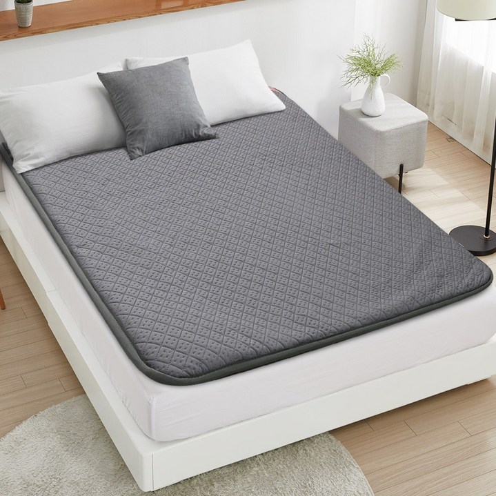 [3cm두께 전자파 없는 명품] 한일 카본 탄소매트 침대 전기매트 전기요 온열 장판 부모님 선물추천, 2인용 더블(200x140cm), 05.심플 다크그레이