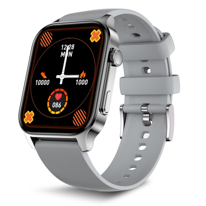 WAPIK 웨어러블 블루투스 통화 스마트워치 X5S 1.91인치, 실버, 4.8cm, GPS  블루투스