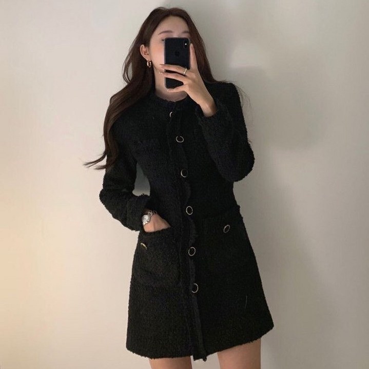 A라인 트위드 원피스 정장 하객룩 데이트룩