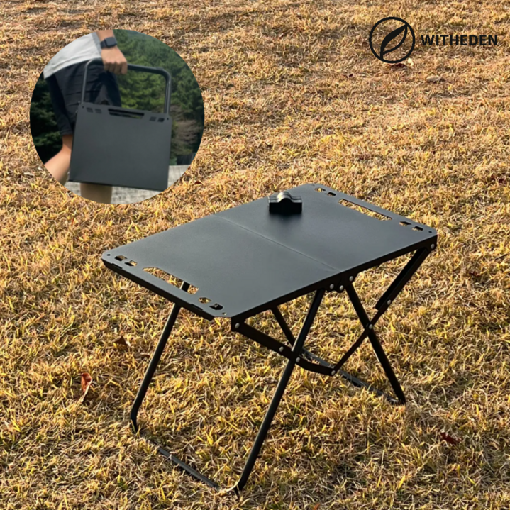 위드이든 캠핑 테이블 2단 접이식 식탁  보관가방, 블랙
