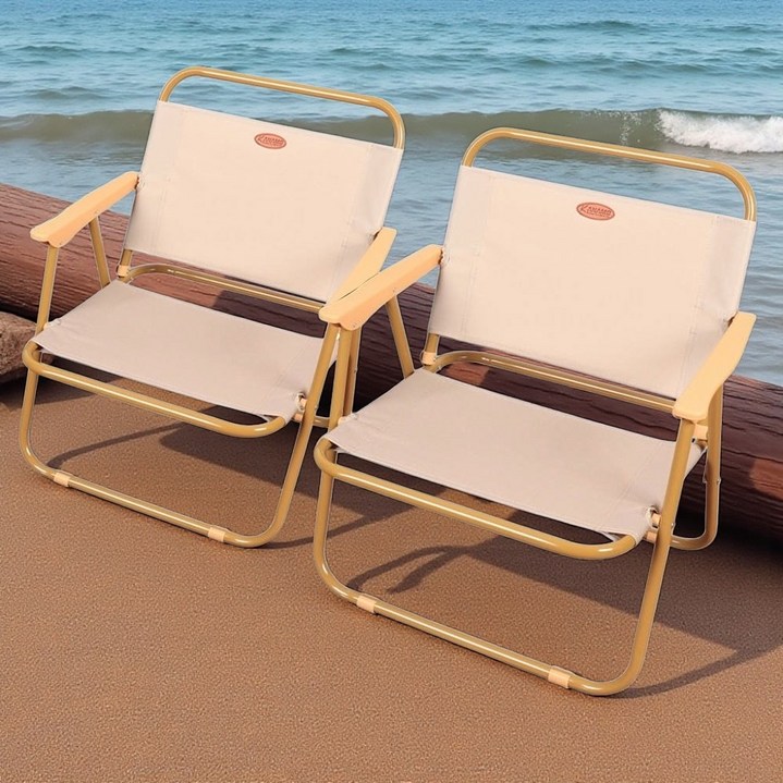 홈스퍼니처 접이식 로우체어 경량 야외의자 특대형, 2개, 카키 대형(L)