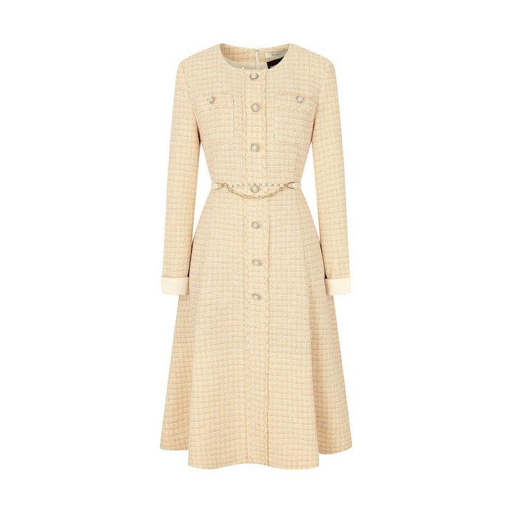 JJ지고트 JJ JIGOTT 롤업 프린지 펄 트위드 원피스GN3A0OP16 472942