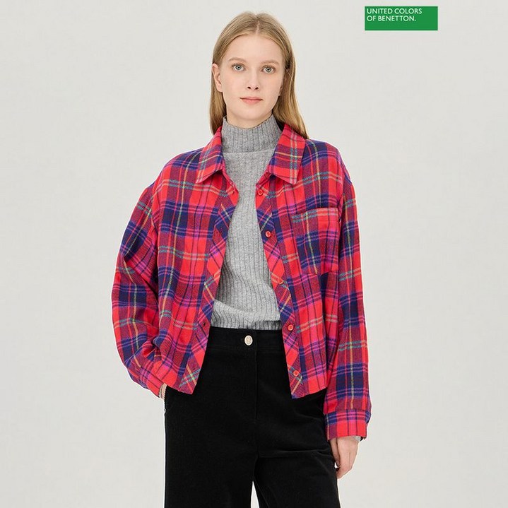 베네통 베로나 체크 셔츠 BABL53461