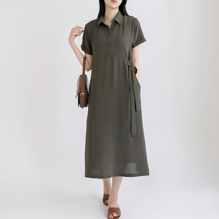 허블리 여성 여름 체형커버 냉감소재 반팔 셔츠 원피스
