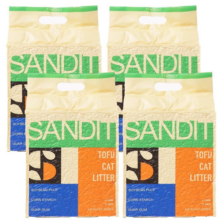 샌딧 고양이 두부모래 1.5mm 대용량 프리미엄 나노입자, 4개, 7L, 무향