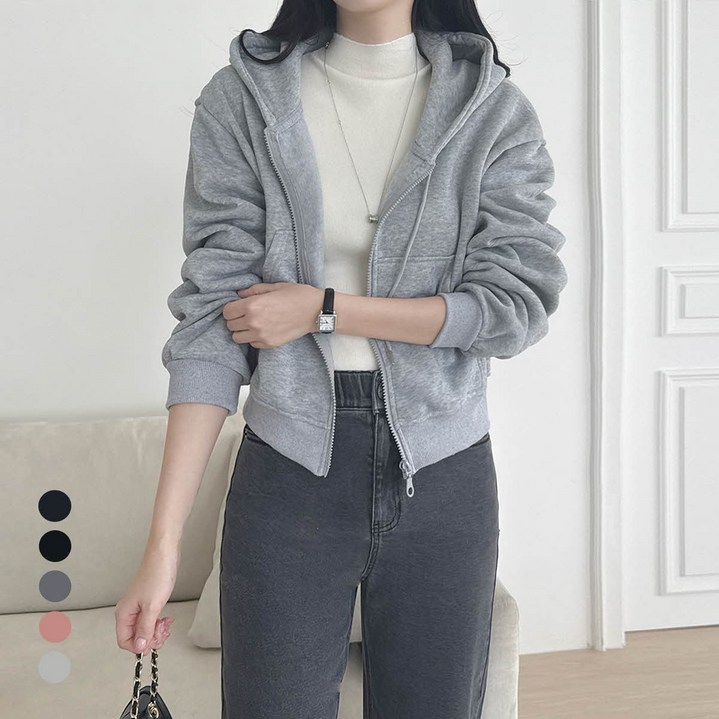 KARRA 캐주얼기모세미크롭후드집업_KB5FJP007A