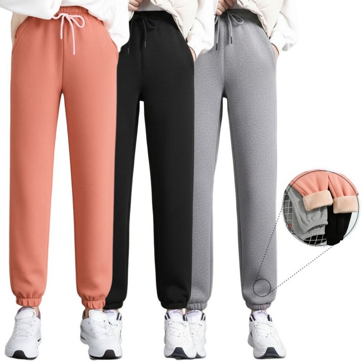 모리버 융털 조거팬츠 기모 안감 트레이닝바지 여성 데일리룩