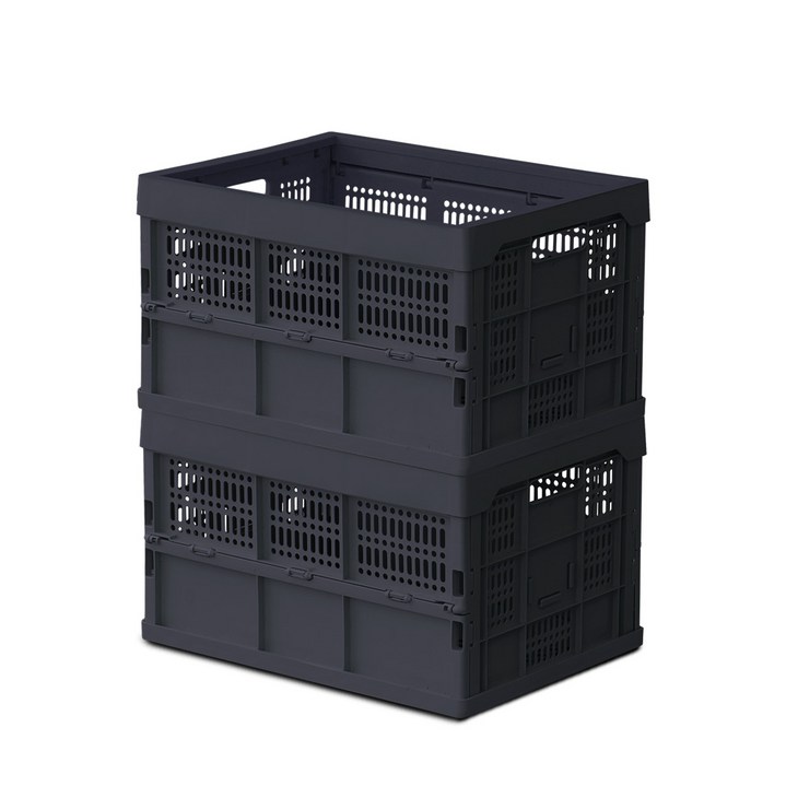 대형 폴딩박스60L 2P 세트 접이식 리빙박스, 1개, 다크 그레이2P
