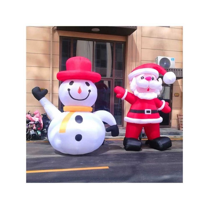 공기주입 풍선인형 크리스마스 산타클로스 눈사람 내장조명 공기주입기팬
