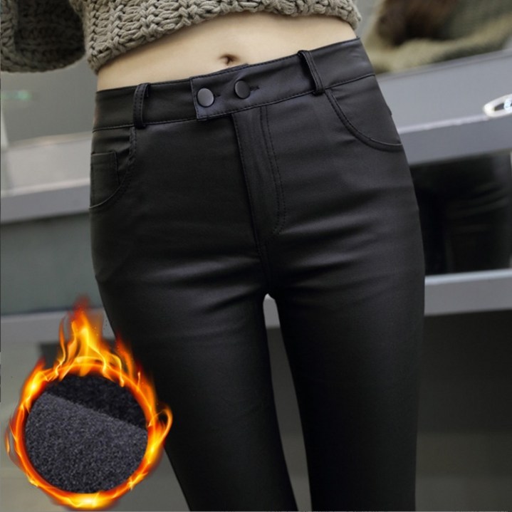 기모 무광 레더팬츠 여성 기모가죽바지  S M L XL
