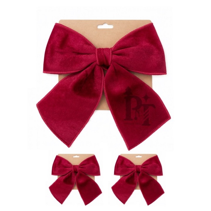 파티앤트리 크리스마스 트리 장식 벨벳 대형 리본 데코 오너먼트 세트