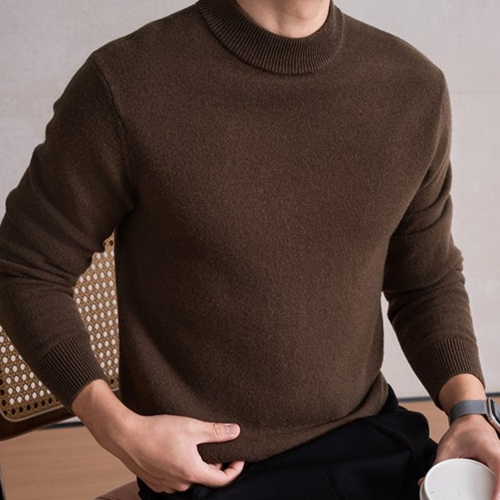 Luspirez 남성 캐시미어 라운드 니트티 스웨터