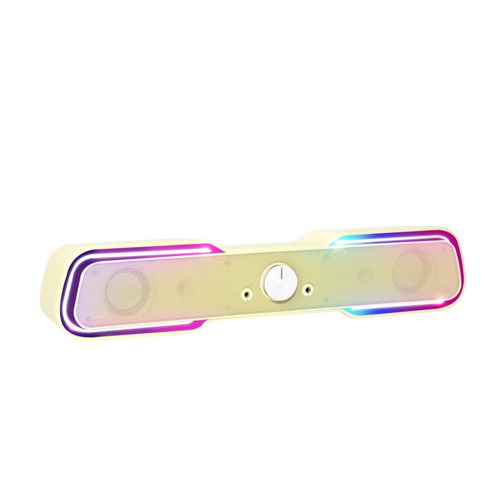 로이체 2채널 멀티미디어 RGB 레인보우 LED 게이밍 사운드바, 레몬옐로우, RSB-G5000