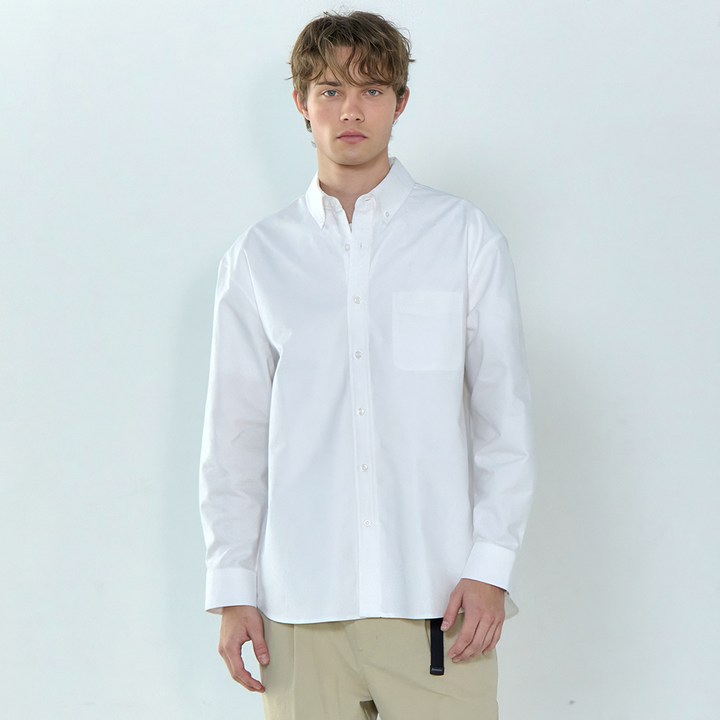 베이직하우스 옥스포드 세미 오버핏 긴팔 셔츠 LZWS0103