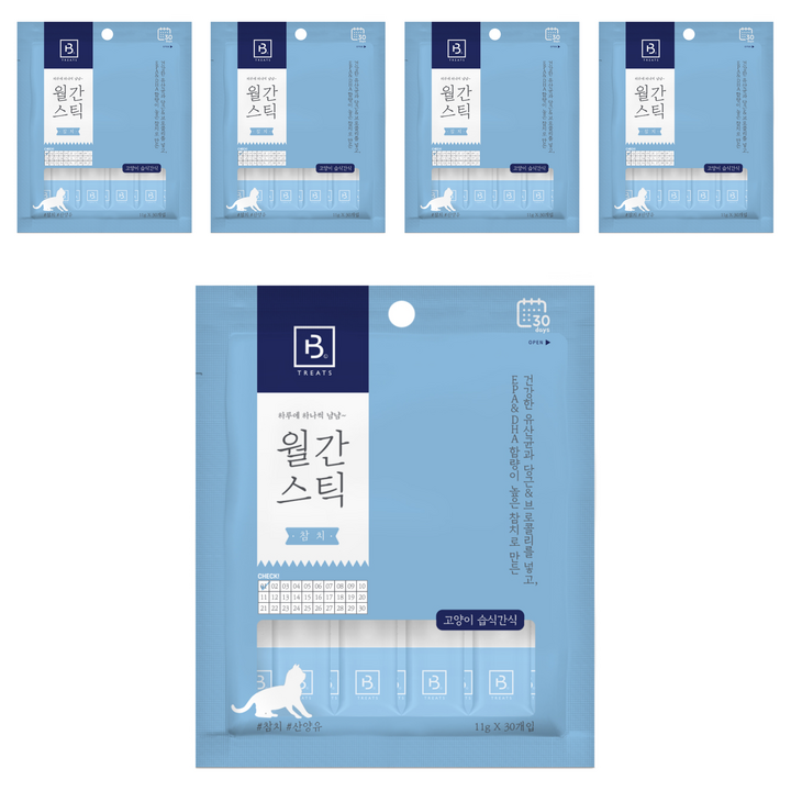 브리더랩 월간스틱 짜먹는 고양이 간식, 참치, 330g, 5개