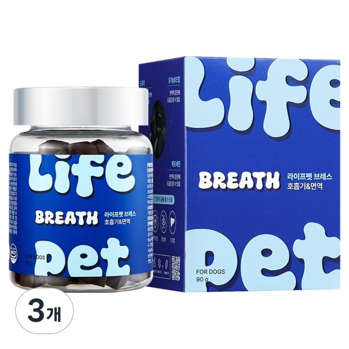 라이프펫 강아지 영양제, 90g, 호흡기/기관지, 3개