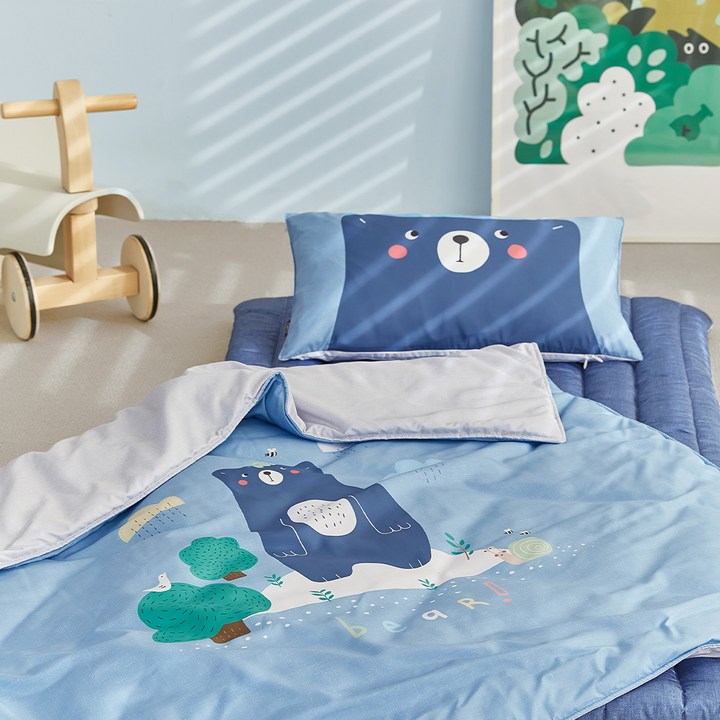 파르페by알레르망 국내 제조 유아용 헬로베어 알러지케어 낮잠이불  토퍼  베개 세트