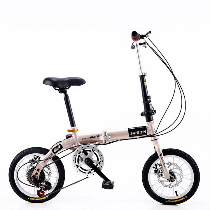 미니벨로자전거 접이식 자전거 미니 초경량 출퇴근 산책용 미니벨로, 14인치cm, 높이 1.2-1.6m 14인치 흰색