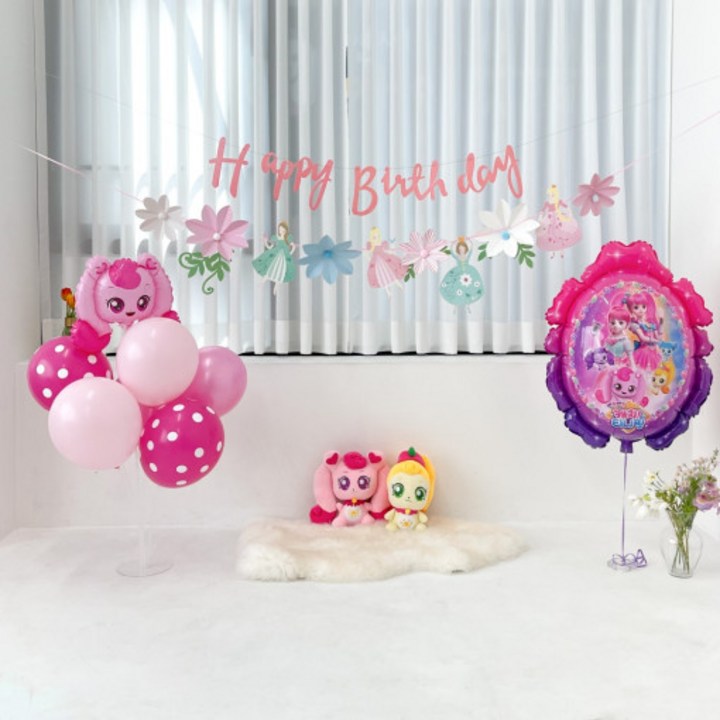티니핑풍선 캐치 티니핑 풍선 세트 핑크 공주 생일 파티