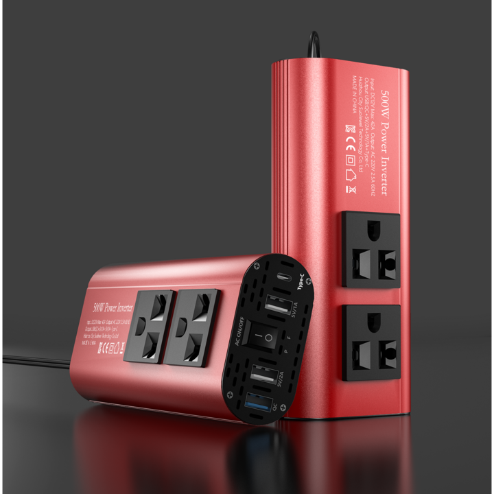 차량용 500W 인버터 TypeC 플러그 QC3.0 초고속 컨버터 12V 레드 차량용 500W 인버터 TypeC 플러그 QC3.0 초고속 컨버터 12V 레드