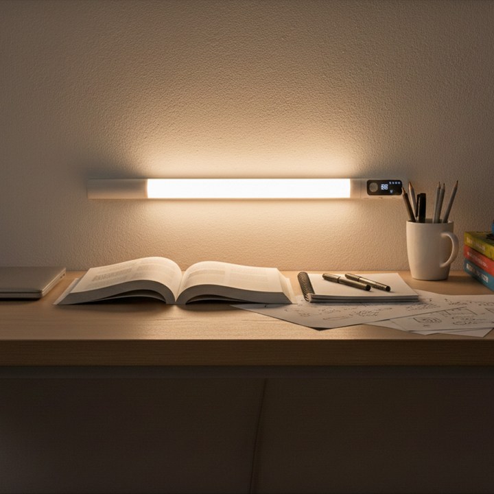 사는잼 LED 대용량 3000mAh 원통형 무타공 충천 붙이는 전등 센서등 화장대 독서등 조명 각도조절