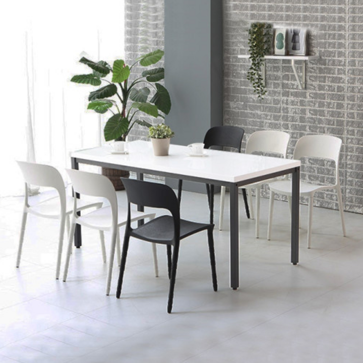 이케아 말렌 식탁 테이블 2인용 4인용 6인용 세트 스틸 철제 의자 거실 주방 카페, 화이트