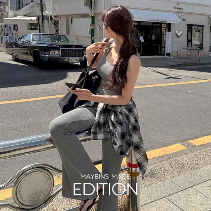 [메이빈스][무료배송/MADE]모우 부츠컷 팬츠&슬리브리스set