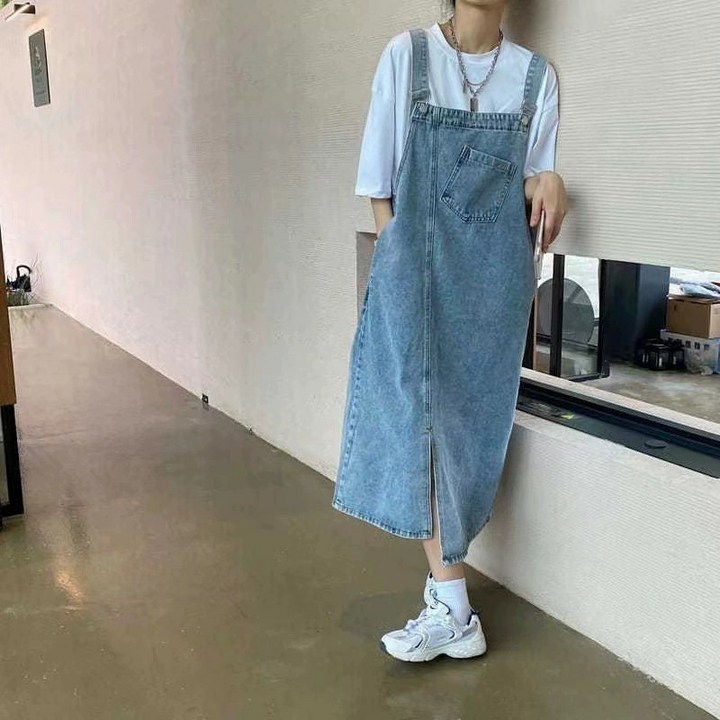 브로스 오버사이즈 멜빵 데님 빈티지 원피스 브로스 오버사이즈 멜빵 데님 빈티지 원피스