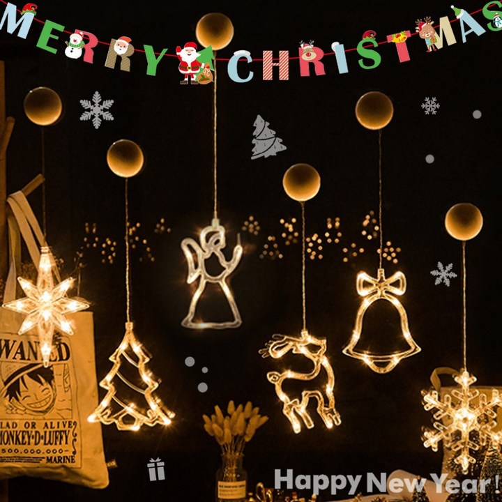 21세기트랜드 크리스마스 성탄절 모빌 전구, 고리흡착 B세트 6P 포인트스티커, 1개