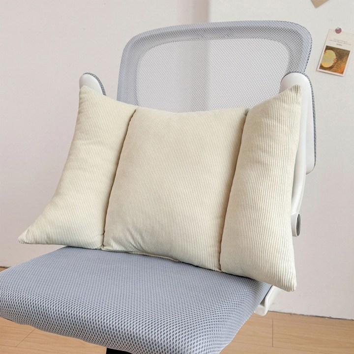 Pogeuni 편안한 코르덴 허리 쿠션 사무실 의자 허리 지탱 등받이 쿠션