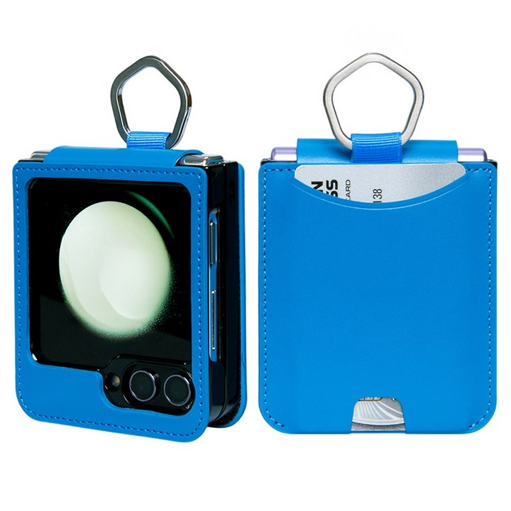 폰누리 갤럭시 Z플립 링 힌지보호 가죽 카드 휴대폰 케이스