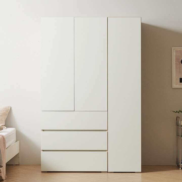 보루네오 마르체 이안 1200 싱글장 서랍 옷장 세트 BKC718C, 화이트