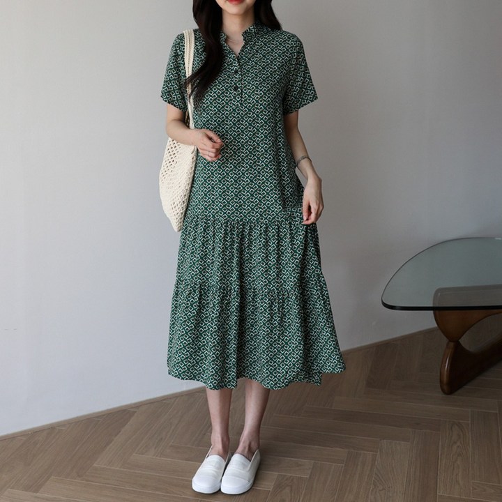 피핀 자체제작 패턴 차이나넥 플레어 원피스 38663