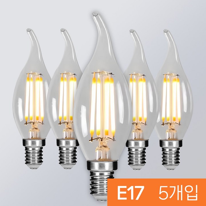 LED 프레임 촛대구 COB E14 E17 E26 에디슨전구 카페조명 샹들리에 전구 KS인증, E17, 5개