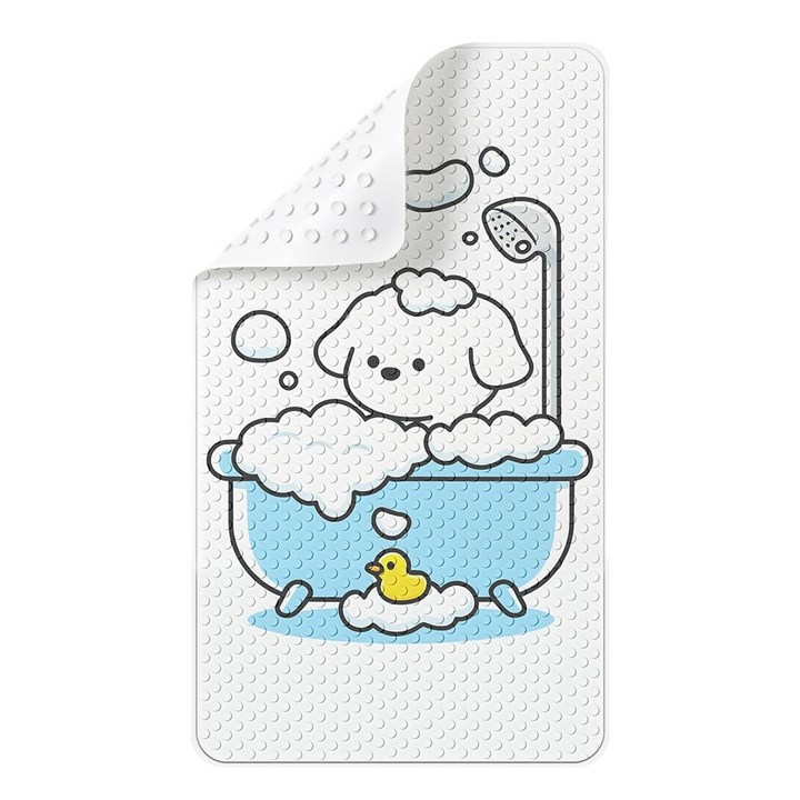 강아지 목욕 미끄럼방지 매트 흡착식 욕조 샤워 배수 빠른 반려견 목욕매트, 1개, 화이트