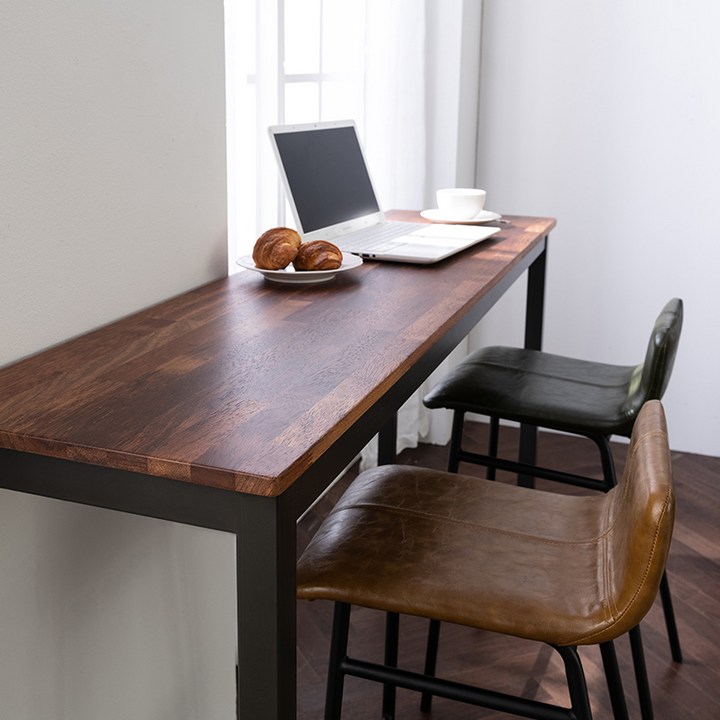 멀바우식탁 미즌하임 멀바우 원목 홈바테이블 의자세트, 1800사이즈 [의자색상-다크네이비]