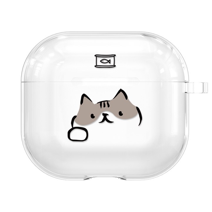퍼플오션 고양이 에어팟 1 2 3 갤럭시 버즈 플러스 프로 라이브 투명 tpu 케이스, 고등어냥, 에어팟3