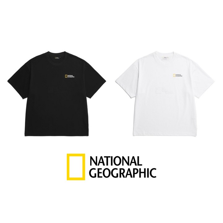 1+1 남여공용 여름신상 네셔널지오그레픽 수피마 스몰 로고 반팔 티셔츠