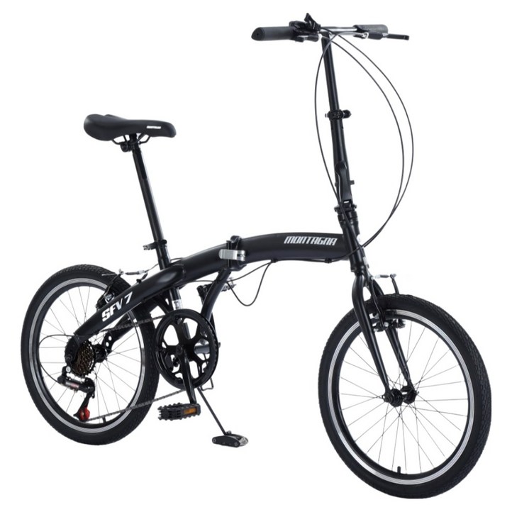 몬타그나 7단 접이식 미니벨로 자전거 SFV7, 블랙, 1개, 153cm
